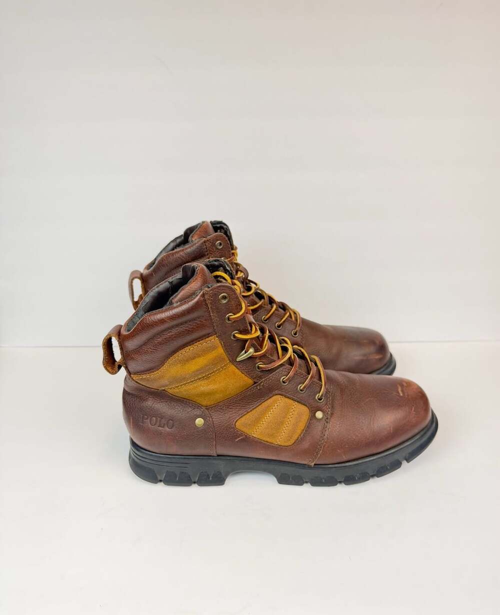Polo Ralph Lauren Diego Brown Leather Lace Up Men's Boots Size 12 D